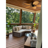 Round Outdoor Sectional Wicker Sofa Set with table Red / Grey / Brown