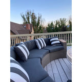 Round Outdoor Sectional Wicker Sofa Set with table Red / Grey / Brown