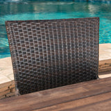 Outdoor Dining Set Acacia Wood Table and Bench with Cushion Wicker Chairs I#1031