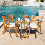 Patio Balcony Wood Bistro Set with Cushion