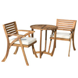 Patio Balcony Wood Bistro Set with Cushion