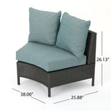 Outdoor 10 Piece Round Wicker Sectional Sofa Set with Teal Cushions