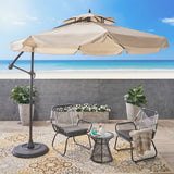 Outdoor Beige Cantilever Umbrella & Base