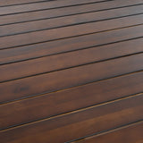 Wood Dining Set With Benches Dark Brown and White