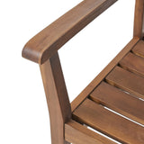 Outdoor Acacia Wood Table with Plant Hanger and 6 Chairs Dining Set
