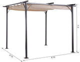 Pergola Gazebo With Retractable Canopy 9.75' x 9.75' I#1389