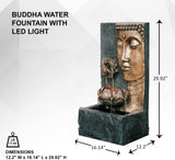 30" Zen Water Fountain With Buddha And Lotus Flower