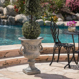 Large Light Weight Concrete Planter With Rose Design