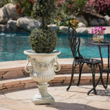 Large Light Weight Concrete Planter With Rose Design