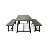 Outdoor Wooden Dining Picnic Table With Bench Set