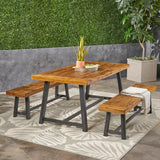 Outdoor Wooden Dining Picnic Table With Bench Set
