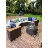 Round Outdoor Sectional Wicker Sofa Set with table Red / Grey / Brown