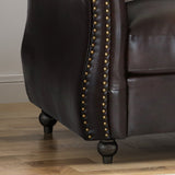 Tufted Leather Sofa with Scroll Arms I#1053