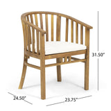 Outdoor Wood Dining Set Table and Six Chairs With Cushions Set