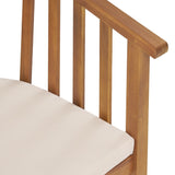 Outdoor Wood Dining Set Table and Six Chairs With Cushions Set