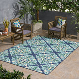 Blue Flora Medallion Area Rug Indoor Rug Outdoor Rug