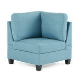 Contemporary L-Shape Fabric Sectional Sofa with Chaise Ottoman