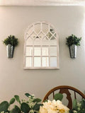 Arched Wood Window Pane Accent Mirror