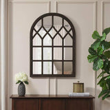 Arched Wood Window Pane Accent Mirror
