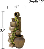 33" Three Stacking Jugs Garden Fountain Indoor Fountain