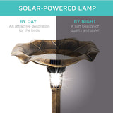 Garden Bird Bath Fountain with Solar Lighted and Planter