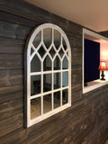 Arched Wood Window Pane Accent Mirror