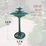 Water Fountain Birdbath 35" High Three Tiered For Yard Garden Patio Deck