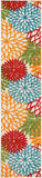 Outdoor Indoor Area Rug With Floral Patterns