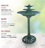 Water Fountain Birdbath 35" High Three Tiered For Yard Garden Patio Deck