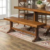 Solid Wood Brown Dining Bench I#1006