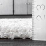 Chic Geometric White with Gray Stripes Shaggy Area rug