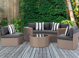 Round Outdoor Sectional Wicker Sofa Set with table Red / Grey / Brown