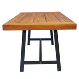 Outdoor Wood Dining Set Table with Two Benches