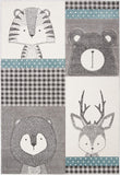 Whimsical Wildlife Area Rug for Kids Room Animal Print Rug