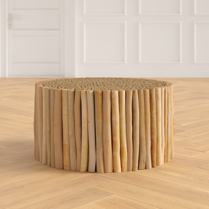 Round Live Edge Solid Wood Coffee Table Nijimaya