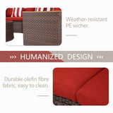 Round Outdoor Sectional Wicker Sofa Set with table Red / Grey / Brown