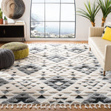 Moroccan Diamond Trellis Pattern Thick Area Rug Gray/Ivory