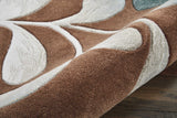 Cozy Handcrafted Botanical Area Rug With Blue Leaves