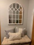 Arched Wood Window Pane Accent Mirror