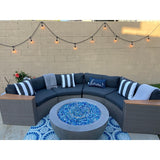 Round Outdoor Sectional Wicker Sofa Set with table Red / Grey / Brown