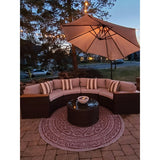 Round Outdoor Sectional Wicker Sofa Set with table Red / Grey / Brown