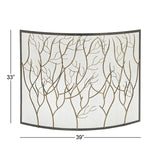 Decorative Forest Design Curved Iron Single Panel Fireplace Screen