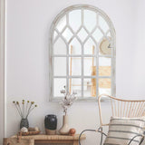 Arched Wood Window Pane Accent Mirror