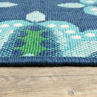 Blue Flora Medallion Area Rug Indoor Rug Outdoor Rug
