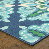 Blue Flora Medallion Area Rug Indoor Rug Outdoor Rug
