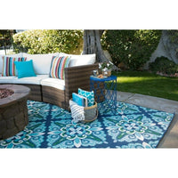 Blue Flora Medallion Area Rug Indoor Rug Outdoor Rug