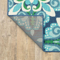Blue Flora Medallion Area Rug Indoor Rug Outdoor Rug