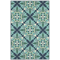 Blue Flora Medallion Area Rug Indoor Rug Outdoor Rug