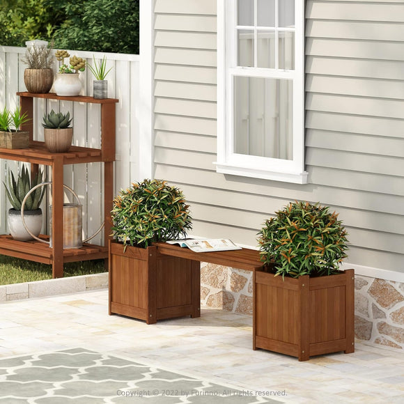 Serenity Duo Planter Wooden Bench
