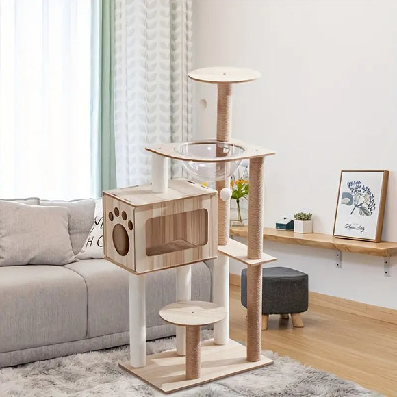 CatNest Climber & Scratcher with Clear Sleeping Bowl